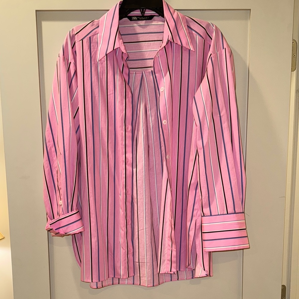 Zara Pink Striped Shirt
